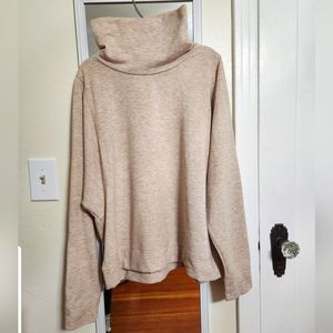 Beige Long Sleeve Loose Mock Neck Avia Shirt